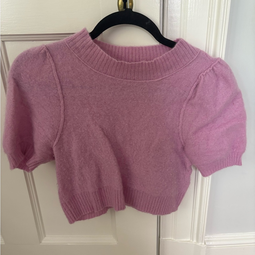 Pink Cropped Knit Sweater